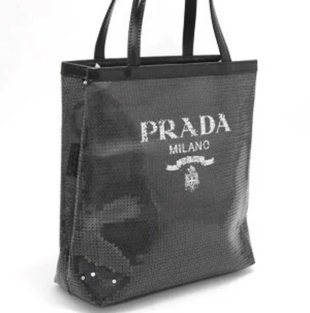 Prada black sequin handbag mesh Black